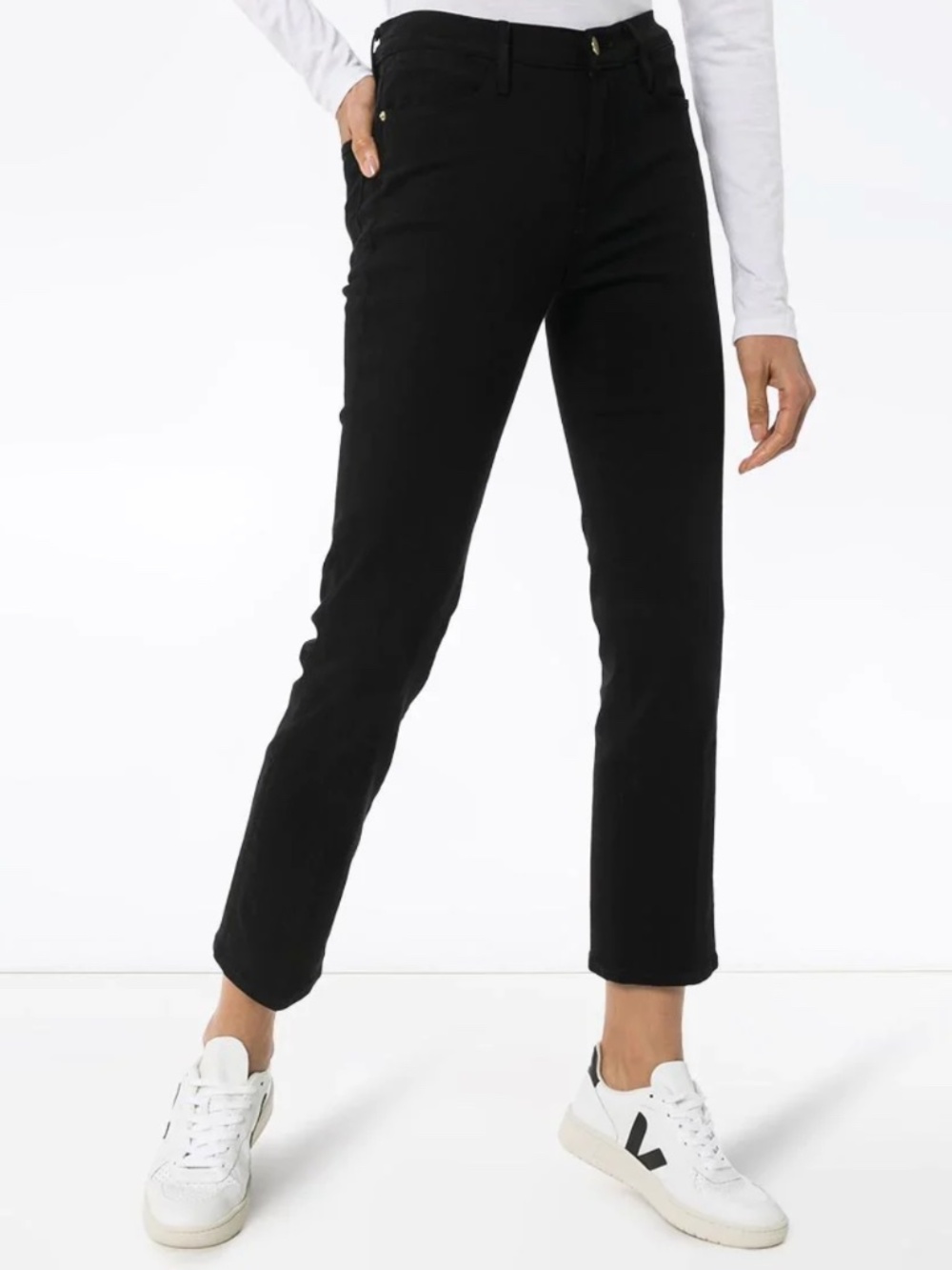 FRAME Le High Straight Jeans – Film Noir Black (Size 31) | High-Rise Straight Le